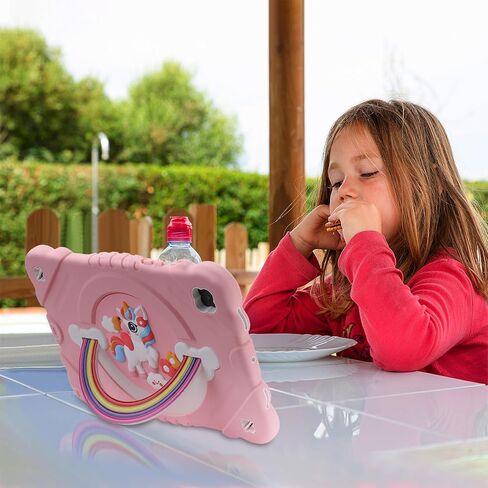 XZC Case for Samsung Galaxy Tab A8 10.5 بوصة (SM-X205N/X200N/X207) 2021/2022 يونيكورن غطاء وقائي مقاوم للصدمات مع حزام كتف قابل للتعديل (وردي) in Kuwait