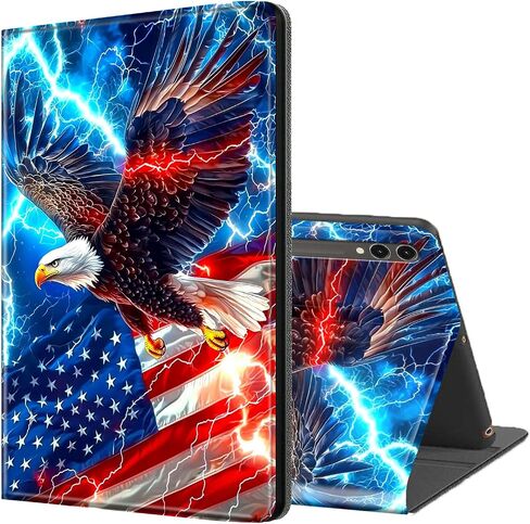 Galaxy Tab S10/ S9/ S8/ Ultra Case 14.6 Inch, Auto Sleep/Wake, American Flag Eagle Multiple Angles Viewing Folio Stand Case in Kuwait