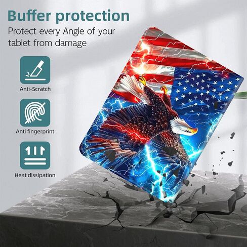 Galaxy Tab S10/ S9/ S8/ Ultra Case 14.6 Inch, Auto Sleep/Wake, American Flag Eagle Multiple Angles Viewing Folio Stand Case in Kuwait