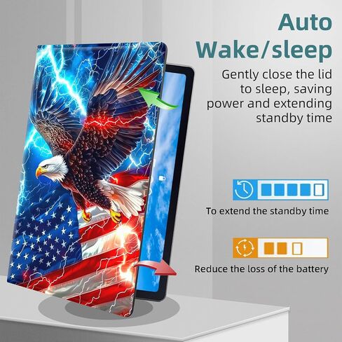 Galaxy Tab S10/ S9/ S8/ Ultra Case 14.6 Inch, Auto Sleep/Wake, American Flag Eagle Multiple Angles Viewing Folio Stand Case in Kuwait