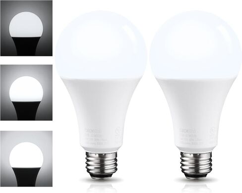 Torchstar 3-Way LED LED A21 ، 3 طرق مصابيح LED LED 40/60/100W مكافئة ، UL & ES ، لمبة خالية من وميض للأرضية ، الجدول ، مصباح اللمس ، قاعدة قياسية E26 ، غير قابلة للانهيار ، 2700 كيل 2 in Kuwait