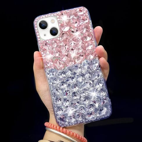 Bonitec Case for iPhone 14 Plus Glitter Case for Women 3D Glitter Sparkle Bling Case Luxury Shiny Crystal Rhinestone Diamond Bumper Clear Gems Cute Case for Women Girls in Kuwait