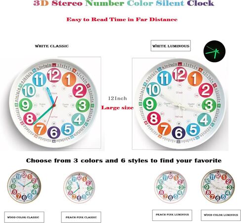 Unicorn Rainbow Pendulum Wall Clock ，Kids' Room Clocks，Silent Non Ticking Children's Quiet Clocks，Décor at School,Bedroom,Kitchen,Classroom,Good GIft in Saudi Arabia