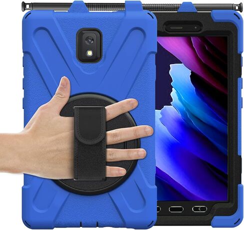 for Samsung Galaxy Tab Active 3/Galaxy Tab Active 5 8.0 inch Case, 3in1 Heavy Duty Rugged Protection Cover with 360 Stand/Hand Strap/Shoulder Strap, Blue in Saudi Arabia
