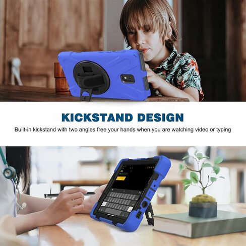 for Samsung Galaxy Tab Active 3/Galaxy Tab Active 5 8.0 inch Case, 3in1 Heavy Duty Rugged Protection Cover with 360 Stand/Hand Strap/Shoulder Strap, Blue in Saudi Arabia