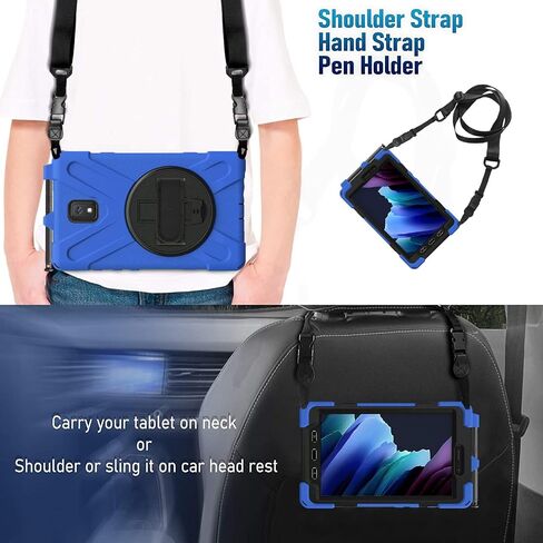 for Samsung Galaxy Tab Active 3/Galaxy Tab Active 5 8.0 inch Case, 3in1 Heavy Duty Rugged Protection Cover with 360 Stand/Hand Strap/Shoulder Strap, Blue in Saudi Arabia