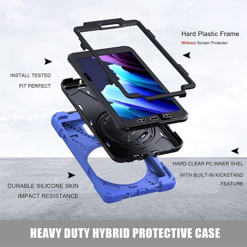 for Samsung Galaxy Tab Active 3/Galaxy Tab Active 5 8.0 inch Case, 3in1 Heavy Duty Rugged Protection Cover with 360 Stand/Hand Strap/Shoulder Strap, Blue in Saudi Arabia