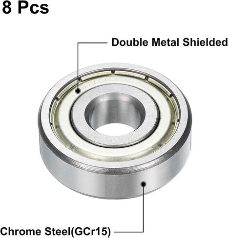 uxcell 8pcs 6001ZZ Deep Groove Ball Bearings 12 x 28 x 8mm Chrome Steel Bearing Double Metal Shielded Precision Bearings, P6 (ABEC 3) in Kuwait