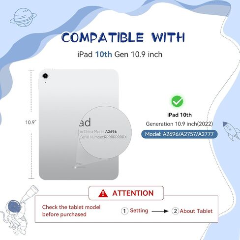 for iPad 10th Gen Case 2022 Kids Silicone Case with Screen Protector,Boy Cute Astronaut Cover Kawaii 3D Cartoon Moon with Rotating Stand/Shoulder Strap,Tablet Cover for iPad 10.9 Inch in Saudi Arabia