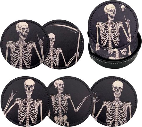 الوقايات الراكون الجديدة للمشروبات مع الوقايات الجلدية ذات الحامل مجموعة من 6 طاولة ديكور حماية الأثاث من علامات المياه الخدش والأضرار in Kuwait