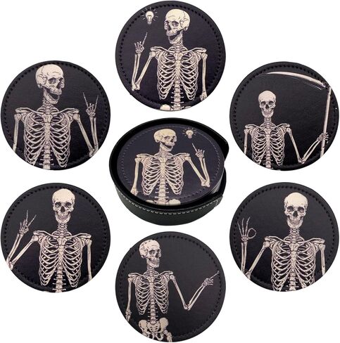 الوقايات الراكون الجديدة للمشروبات مع الوقايات الجلدية ذات الحامل مجموعة من 6 طاولة ديكور حماية الأثاث من علامات المياه الخدش والأضرار in Kuwait