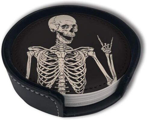 الوقايات الراكون الجديدة للمشروبات مع الوقايات الجلدية ذات الحامل مجموعة من 6 طاولة ديكور حماية الأثاث من علامات المياه الخدش والأضرار in Kuwait