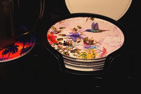 Vintage Rooster Coasters for Drinks with Holder Leather Coasters Set of 6 Table Decor Protect Furniture from Water Marks Scratch and Damage in Kuwait