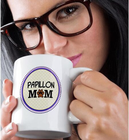 3Dross Papillion Dog Mom Mug ، 11 أوقية ، أسود in Kuwait