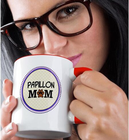 3Dross Papillion Dog Mom Mug ، 11 أوقية ، أسود in Kuwait