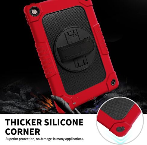 Kids Case for Lenovo Tab M10 Plus 3rd Gen 10.6 Inch,Shoulder Strap Hand Strap Rotatable Stand Kids Shockproof Cover for Lenovo Tab M10 Plus 2022(Model:TB-125FU/128FU/128XU) (Red/Black) in Saudi Arabia