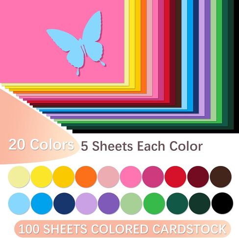 Ftumertly 40 Sheets Colored Cardstock, 20 Assorted Colors 180gsm/65lb Card Stock Paper 8.5 x 11 Card Stock Colored Paper, Colorful Cardstock Paper for Crafting, Christmas DIY Card Making, Scrapbooking in Saudi Arabia