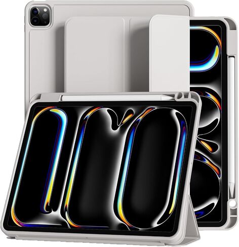 Case for iPad Pro 13-inch (M4 2024) with Pencil Holder | Supports Apple Pencil Pro & USB-C Charging | Auto Wake/Sleep Function | Tri-Fold Stand & Pencil Holder (Gray) in Kuwait
