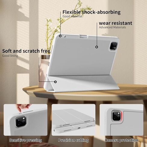 Case for iPad Pro 13-inch (M4 2024) with Pencil Holder | Supports Apple Pencil Pro & USB-C Charging | Auto Wake/Sleep Function | Tri-Fold Stand & Pencil Holder (Gray) in Kuwait