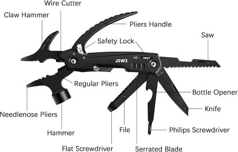 Christmas Gifts for Dad from Daughter Son Gifts for Men-Multi tool Camping Hiking Survival Gear 12-in-1 Hammer Multitool Cool Gadgets for Men-Christmas Stocking Stuffers for Men Dad Mens Gifts in Saudi Arabia