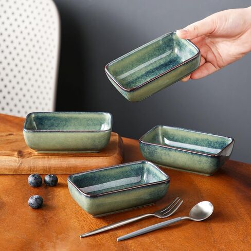 vancasso Stern 6 Oz Dipping Bowls, 3.7 Inches Ceramic Soy Sauce Dish, Square Side Dishes, Small Appetizer Plates Set of 4 in Kuwait