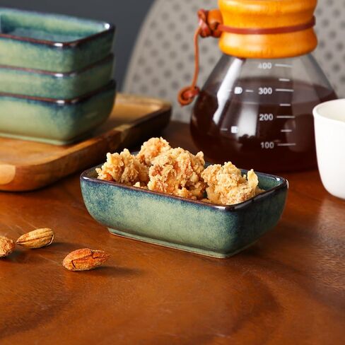 vancasso Stern 6 Oz Dipping Bowls, 3.7 Inches Ceramic Soy Sauce Dish, Square Side Dishes, Small Appetizer Plates Set of 4 in Kuwait