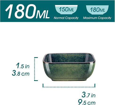 vancasso Stern 6 Oz Dipping Bowls, 3.7 Inches Ceramic Soy Sauce Dish, Square Side Dishes, Small Appetizer Plates Set of 4 in Kuwait