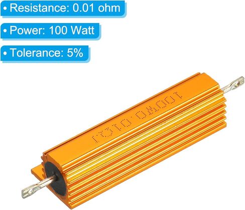 PATIKIL 100W 300 Ohm Aluminum Shell Resistor, 5 Pack Aluminum Housing Resistor Housed Case Wirewound Resistors Screw Tap Power Resistor, Golden in Kuwait