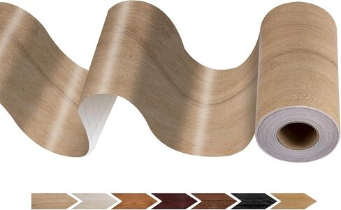 JUNART Wood Grain Repair Tape(10cm×1000cm), Self-Adhesive Waterproof Realistic Textured Repair Duct Tape for Tables, Baseboards, Doors, Windows, and Floors with Plastic Scraper(Black Wood) in Kuwait