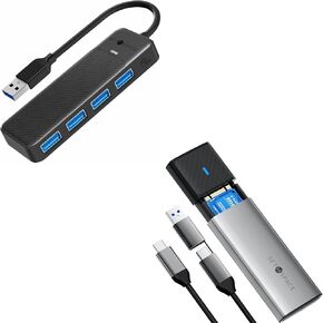 USB 3.0 Hub 5Gbps, M.2 Enclosure [NVMe &SATA]