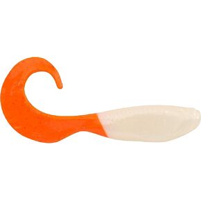Berkley Gulp! Minnow Grub Fishing Soft Bait, Pearl White/Fluorescent Orange, 4"