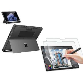 MoKo Case with 2-Pack Matte Screen Protector for Microsoft Surface Pro 11/10/9/8/X 13-Inch 2022 - All-in-One Protective Rugged Cover Case
