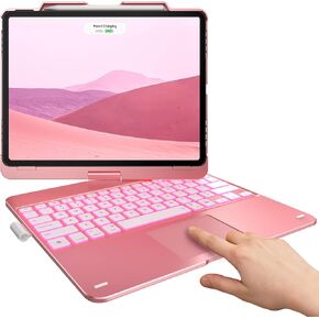 typecase Keyboard Case for iPad Pro 13 & iPad Air 13(2024, 2025), Trackpad, 360° Rotatable, Wireless, Backlit for iPad Pro 12.9 (6th/5th/4th/3rd Gen), Pink Gold