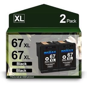 67XL Ink Cartridges Black Replacement for HP 67 67 XL 67XXL Ink for Envy 6000 6055 6055e 6400e 6455e 6458e Deskjet 2742e 2752e 2755e Envy Pro 6455 6458 Printer (2 Black)