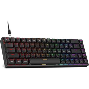 60 ٪ لوحة مفاتيح ألعاب ميكانيكية-إضاءة خلفية RGB ، مفتاح زرقاء ، مفاتيح 68 مركبة فائقة الإجهاض ، USB سلكية للكمبيوتر الشخصي ، الكمبيوتر المحمول ، MAC ، Xbox (أسود)