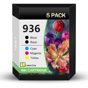 936e 936XL with Chip Ink Cartridge High Yield Capacity Combo Pack Compatible with OfficeJet Pro 9120e 9125e 9135e 9110b 9128e 9130b Wide Format 9730e OfficeJet 9122e Black Cyan Magenta Yellow 4 Pack