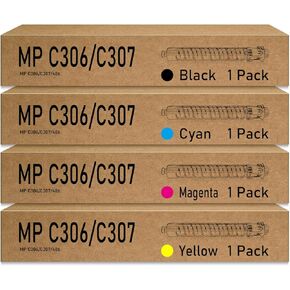 Remanufactured MP C306 Toner Cartridge Replacement for Ricoh MPC306 MPC307 MPC406 MPC407 for MP C306 MP C307 MP C406 MP C407 Printer (1BK/1C/1Y/1M), X, Yellow, Cyan, Black, Magenta