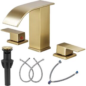 Bathroom Faucet 3 Hole, Chrome Waterfall Bathroom Faucets, 8 Inch Widespread Modern Bathroom Sink Faucet & Parts, Wide Spread Touch On Three Hole 2 Handle Bathroom Vanity Mixer in Saudi Arabia