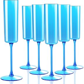 YouBet 24 Pack Pink Plastic Champagne Flutes -6 Oz نظارات شمبانيا وردية اللون - نظارات توست بلاستيكية مربعة لحضور حفل زفاف عيد ميلاد الحفلات وعيد الحب