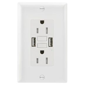 GFCI Outlet with USB in-Wall,20A Self-Test with LED Indicator Tamper Resistant DC5V 4.8A Charger Outlet with USB Type A & TypeC,White