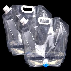 2/10 Pack 2.6 Gallon Premium Collapsible Water Container Bag, BPA Free Food Grade Clear Plastic Storage Jug, No-Leak Freezable Fold-able Water Bottle for Camping, Hiking, Backpacking, Emergency