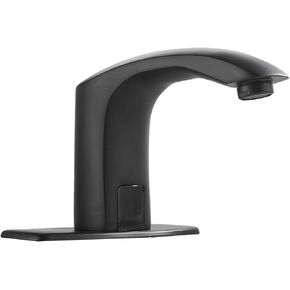 Automatic Sensor Touchless Bathroom Faucet Brushed Nickel Motion Actived Solid Brass Bathroom Sink Faucet with Hole Cover Plate Hands Free Vanity Faucets Deck Mount