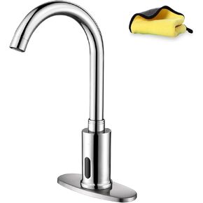 Touchless Bathroom Faucet, DELCO's Factory Motion Sensor Faucet with Hole Cover Plate Automatic Faucets Automatic Restroom Faucet Hands-Free Toilet Commercial Faucet 1 or 3 Hole