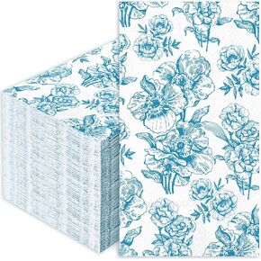 AnyDesign 50 Pack Pink Floral Guest Napkins White Pink Flower Disposable Paper Napkins Spring Dinner Hand Napkin for Wedding Baby Shower Kitchen Bathroom