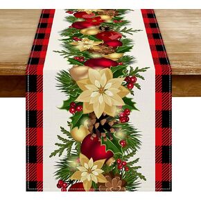 عداء طاولة الكريسماس - ريد ثلج ثلج ندفة الشتاء العطلة الزخرفية زخرفة مائدة الطاولة لتناول الطعام في المطبخ ، ديكور حفل عشاء داخلي في الهواء الطلق 13 × 72 بوصة in Kuwait