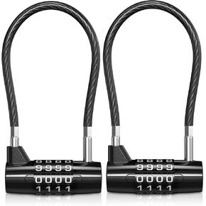 KeeKit 4 Digit Combination Padlock, Resettable Padlock with Steel Wire Rope, Waterproof Lengthened Password Lock for Gyms, Schools, Fences, Toolboxes, Boxes, Cabinets, Garages in Kuwait
