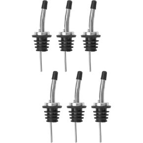 12-Pack Premium Stainless Steel Classic Tapered Spout Bottle Pourers with Rubber Dust Caps - Ideal for Standard Sized Liquor, Wine, Coffee, Syrup, Vinegar, Snow Cone and Olive Oil Bottles