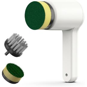 Electric Spin Scrubber, Dish Scrubber for Sink, Pots, Pans, Cordless Cleaning Brush, 3 Adjustable Speeds, Kitchen Scrub Brushes for Cleaning Tool, IPX7 Waterproof (4 Brush Heads)