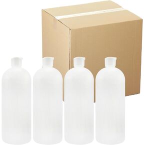 32-Ounce Flip Top Plastic Squeeze Bottles (4-Pack); Spout Style Tops, Natural Color