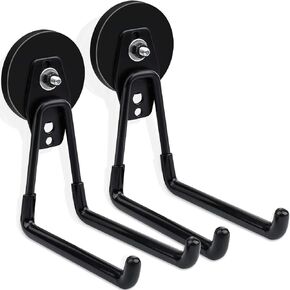 Magnetic Hooks Heavy Duty, 45 lbs Pulling 3.46" Strong Magnetic Hooks with Anti-Slip Coating, 2 Pcs Industrial Strength Utility Magnet Hooks, for Cordless Drills Hanging, Metal Cabinets, Tool Pegboard